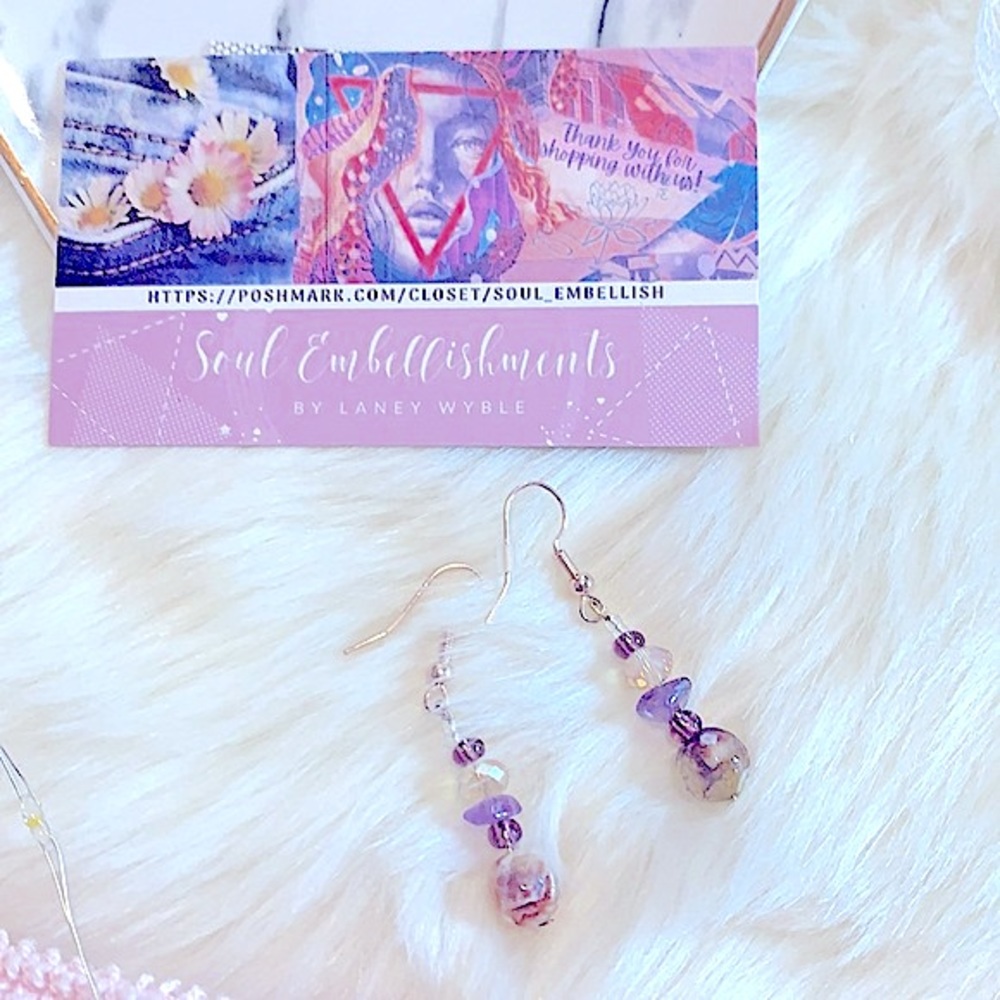New Beautifully Handcrafted Beaded Dangle Earrings w/Natural Healing Properties